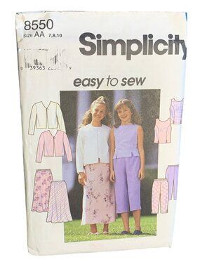 Simplicity Girls Top Jacket Pants Skirt Sewing Pattern Size 7 8 10 8550 Uncut